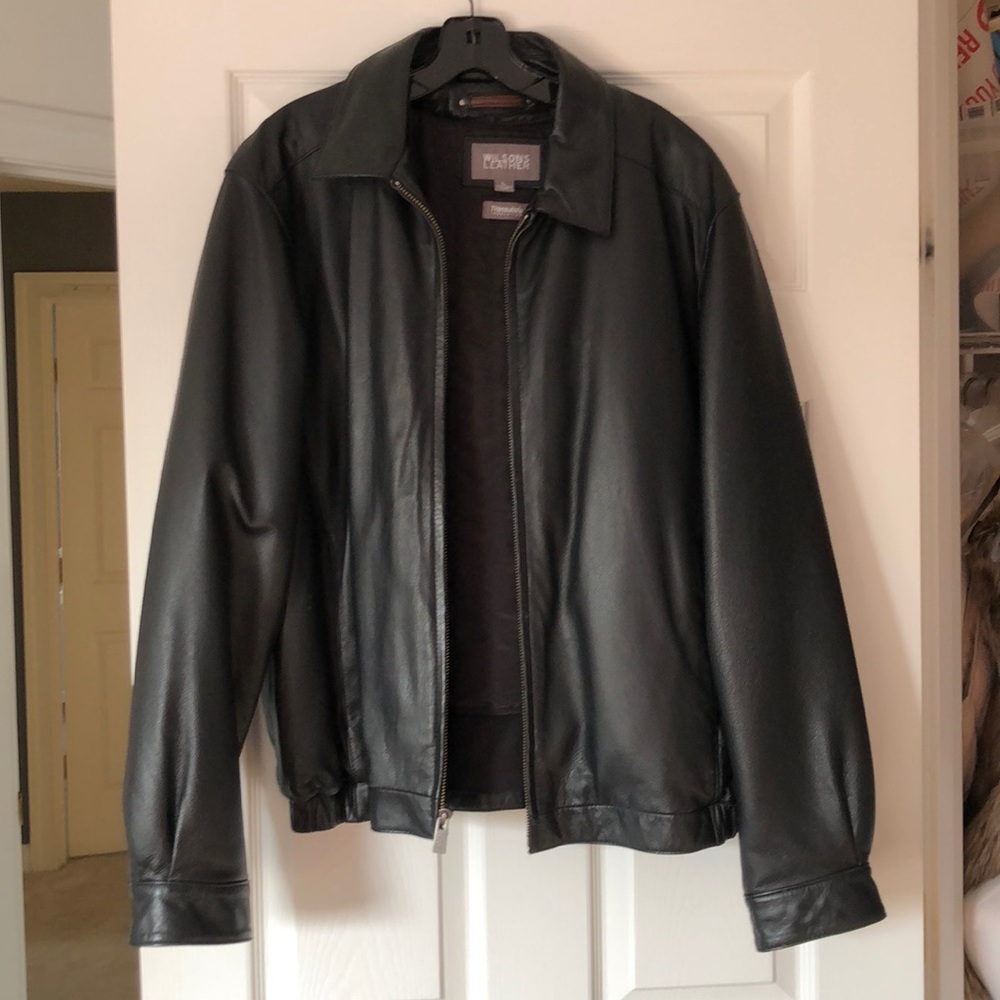 Wilson’s Leather black leather zip jacket